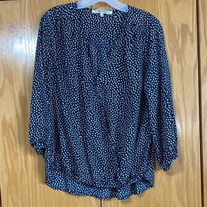 Navy Polka Dot Blouse